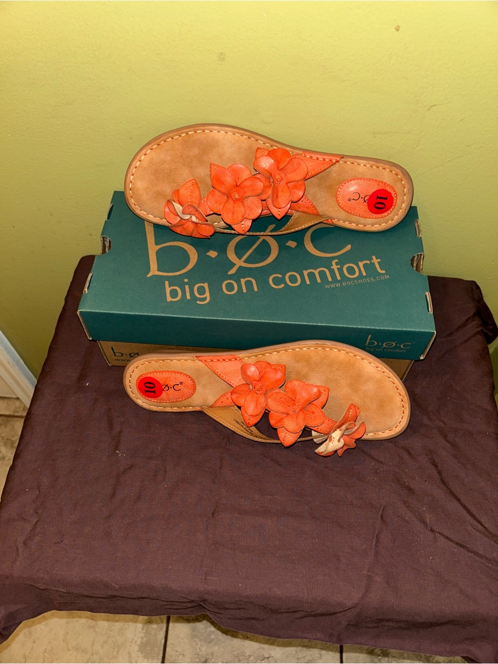 b.o.c. Orange Floral Slide Sandals for Women